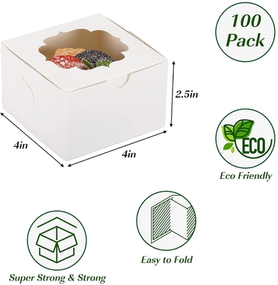Ventana de encargo blanca de la caja de torta de 4 pulgadas para las fresas del chocolate del caramelo de las magdalenas