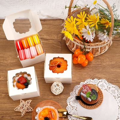 Ventana de encargo blanca de la caja de torta de 4 pulgadas para las fresas del chocolate del caramelo de las magdalenas