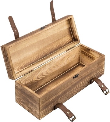 Caja de madera del vino del solo regalo de madera de la botella de Brown del vintage con las correas de la piel sintética