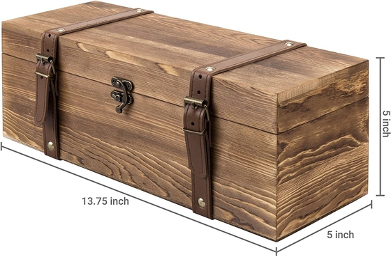 Caja de madera del vino del solo regalo de madera de la botella de Brown del vintage con las correas de la piel sintética