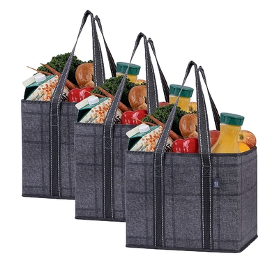 Bolso de ultramarinos reutilizable plegable de Tote Shopping Bag Hard Bottom