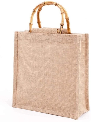 El lazo de bambú portátil del bolso de compras del yute de la arpillera maneja Tote Grocery Bags reutilizable para las mujeres