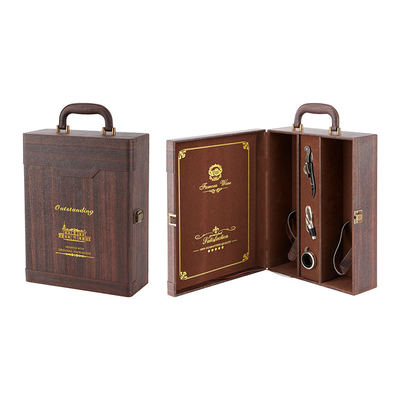 La caja de cuero del vino del regalo con los accesorios y el vino fija la botella de vino 750ml
