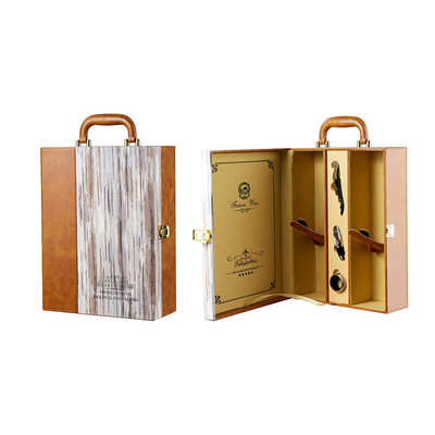 La caja de cuero del vino del regalo con los accesorios y el vino fija la botella de vino 750ml