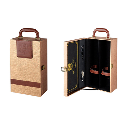 La caja de cuero del vino del regalo con los accesorios y el vino fija la botella de vino 750ml