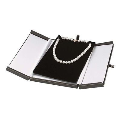 Broche negra Tab Necklace Gift Box del joyero de la imitación de cuero