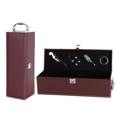 Empaquetado de cuero de la caja del vino de la caja de regalo de la PU solo 0.25m m