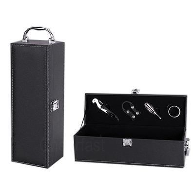 Empaquetado de cuero de la caja del vino de la caja de regalo de la PU solo 0.25m m