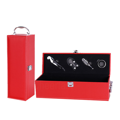 Empaquetado de cuero de la caja del vino de la caja de regalo de la PU solo 0.25m m