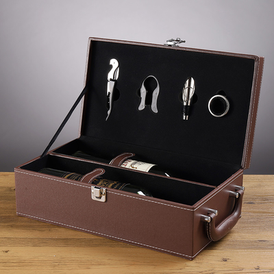 Caja de regalo de cuero del regalo del vino Champagne Bottle Packaging de lujo