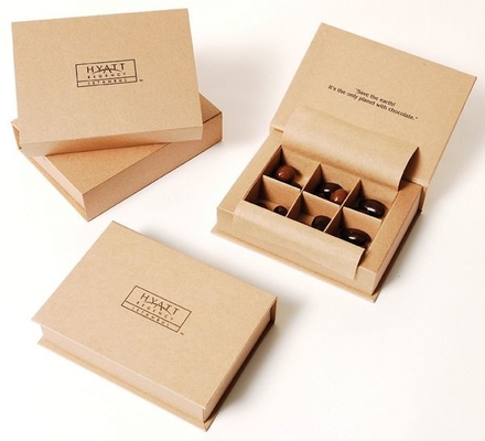 caja de papel de empaquetado del chocolate de Kraft de la caja del chocolate de 200x100x80m m con el divisor