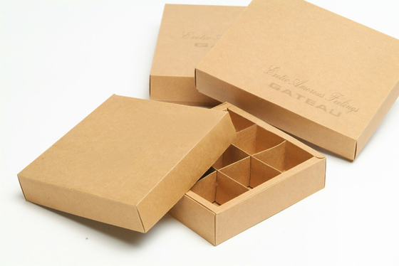 caja de papel de empaquetado del chocolate de Kraft de la caja del chocolate de 200x100x80m m con el divisor