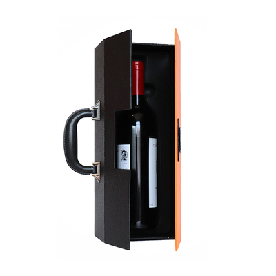 Caja de cuero de empaquetado del vino del regalo rojo clásico de la caja del regalo de la PU de la maleta del vino de la botella superior de cuero de Luxuery