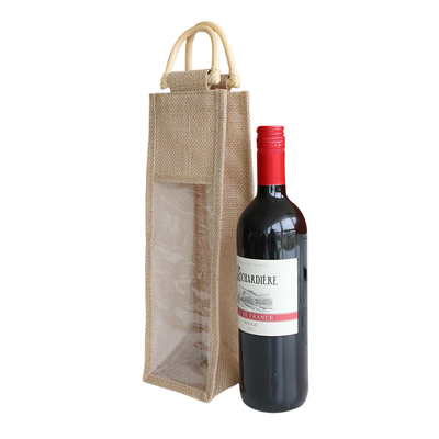 Uno embotella la arpillera Tote Bag Recyclable Beer Festival del vino con la ventana del PVC