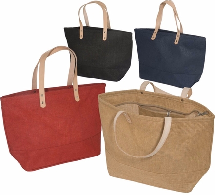 Arpillera grande Tote Bag With Leather Handle del algodón del hogar