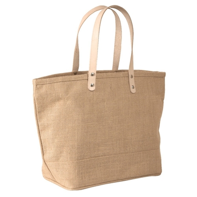 Arpillera grande Tote Bag With Leather Handle del algodón del hogar