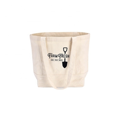 Bolso de Tote Bags Pure Cotton Canvas de las mujeres del hombro de la playa con el logotipo impreso
