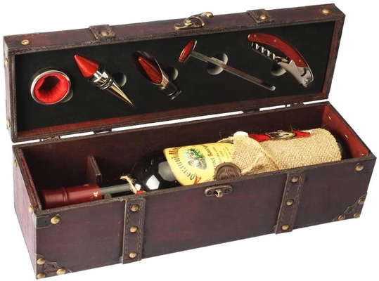 Sola caja del vino del regalo del regalo de la caja de madera superior del vino para la boda del cumpleaños