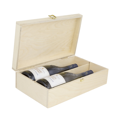 Portador con bisagras manija de madera doble Torched de la tapa del top de la caja del vino de la botella