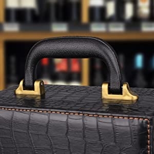 Caja de cuero superior hecha a mano del vino con la caja accesoria del portador del vino del vino