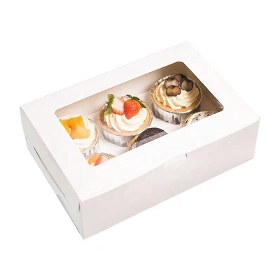 Caja de torta de encargo de la panadería Mini Muffin Cupcake Boxes 6 agujeros con la ventana