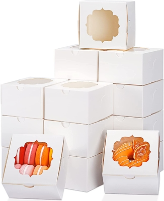Buen precio Ventana de encargo blanca de la caja de torta de 4 pulgadas para las fresas del chocolate del caramelo de las magdalenas en línea