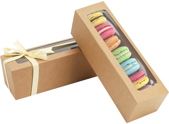 Buen precio Caja de la selección de Macaron de 25 paquetes con la cinta clara 6 Macaron de la ventana en línea