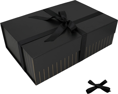 Buen precio Cartulina magnética Matte Black de la caja de regalo de la cinta larga en línea