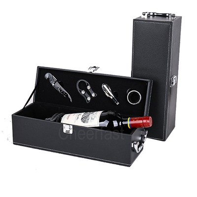 Buen precio Empaquetado de cuero de la caja del vino de la caja de regalo de la PU solo 0.25m m en línea