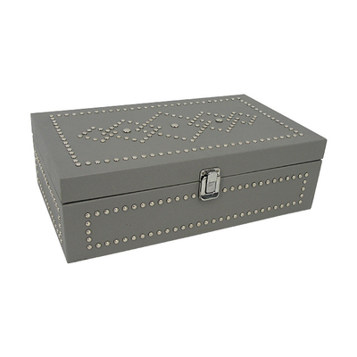 Buen precio Caja de regalo de cuero de empaquetado modificada para requisitos particulares de la caja de madera de la decoración del remache de la PU de la caja del vino de la moda del chocolate clásico del té en línea