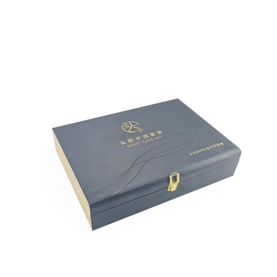 Buen precio Maleta de la cerradura de la bisagra del hardware que embala la caja de cuero de Glod Logo Personalized Engraved Leather Gift de la caja del negro de la PU en línea
