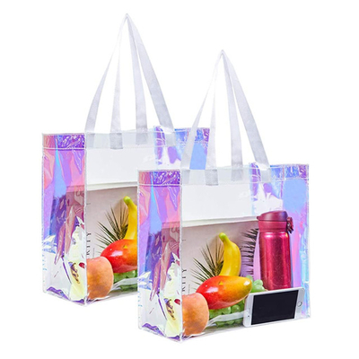Buen precio Las mujeres viajan playa que el bolso de compras claro olográfico del PVC del totalizador impermeabiliza transparente en línea