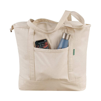Buen precio Logotipo impreso de Tote Bag With Pocket Custom de la lona de la cremallera en línea