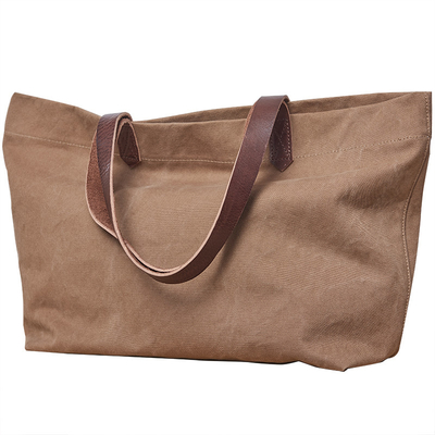 Buen precio Lona de cuero Tote Bag Leather Handle Foldable Tote Bag del hombro en línea