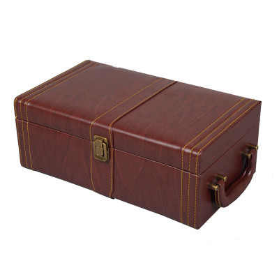 Buen precio Regalo doble portátil del negocio de la caja del vino de la botella del nuevo del estilo de la PU grano de madera en línea