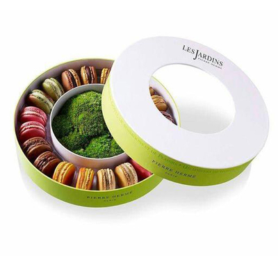 Buen precio Caja de regalo de lujo de Macaron de la ronda del cartón con la bandeja plástica en línea