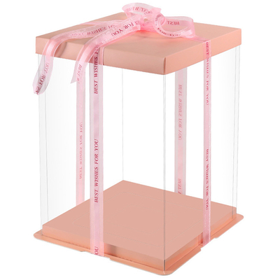 Buen precio Caja de regalo transparente de la fiesta de cumpleaños de torta del cuadrado claro blanco de encargo de lujo de la caja en línea